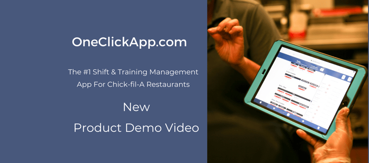 OneClick product demo showing the app on a tablet