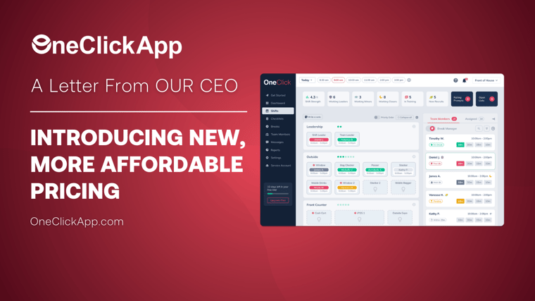 OneClick pricing announcement from May 2024