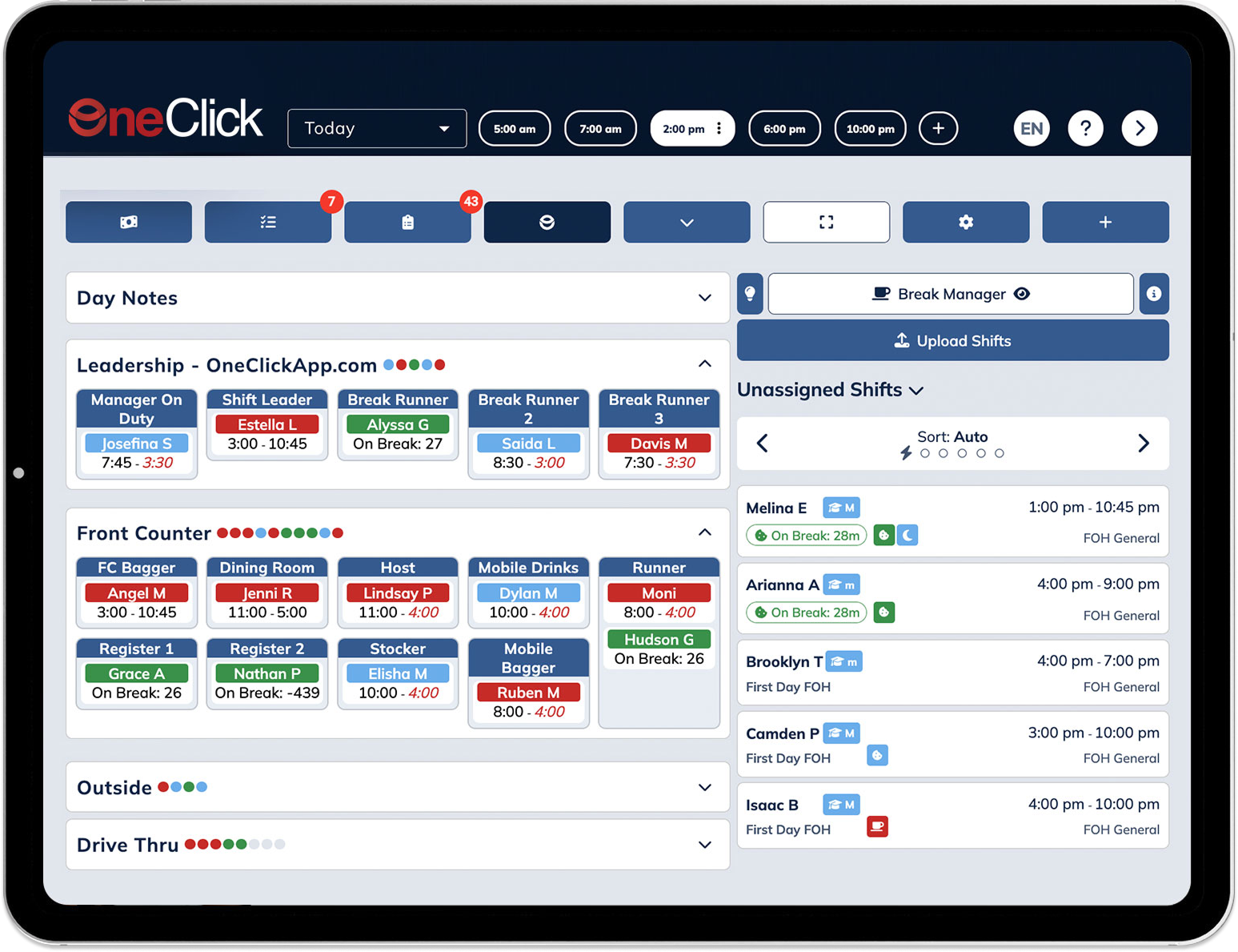 OneClick App on iPad